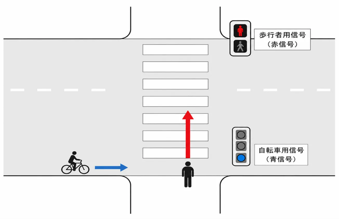 歩行者の赤信号無視(自転車)